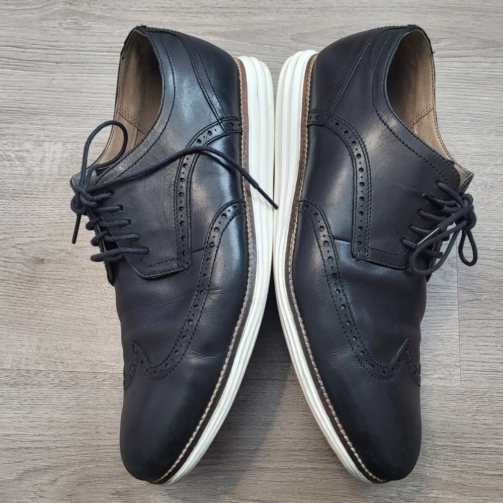 Cole Haan Grand OS Mens Black Leather Wingtip Oxford Shoes Dressy C26469 Size 13